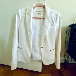 Calvin Klein Women’s White One Button Blazer